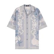 Zijden Twill Zee Print Shirt Versace , Multicolor , Heren