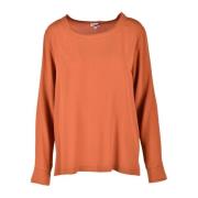 Zijde Blend Blouse Her Shirt , Orange , Dames