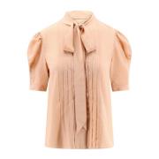 Zijden Lavallière Crepe de Chine Shirt Chloé , Pink , Dames