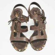 Pre-owned Leather sandals Yves Saint Laurent Vintage , Brown , Dames