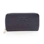 Pre-owned Leather wallets Chanel Vintage , Blue , Dames