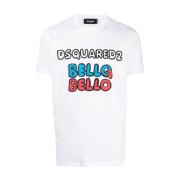 Logo Print Katoenen T-Shirt Dsquared2 , White , Heren