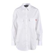 Katoen Spandex Shirt Love Moschino , White , Dames