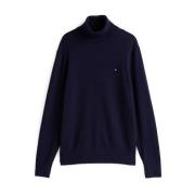 Blauwe Katoen Kasjmier Coltrui Sweater Tommy Hilfiger , Blue , Heren