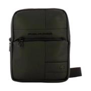 Zwarte Crossbody Tas met Tabletvak Piquadro , Black , Heren