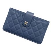 Pre-owned Leather wallets Chanel Vintage , Blue , Unisex