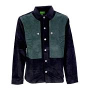 Zwart fluwelen overshirt met knoopsluiting HUF , Black , Heren