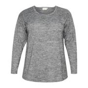 Grijze Melange Tee met Lange Mouwen Kaffe Curve , Gray , Dames