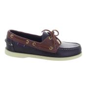 Waxy Leren Docksides Schoenen Sebago , Blue , Heren