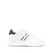 Groene Leren Platte Schoenen Memory Foam Hogan , White , Heren