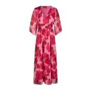 Abstracte Bloemenjurk met Tailleband Cras , Multicolor , Dames