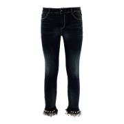 Skinny Jeans met Tule en Juweelversieringen Fracomina , Blue , Dames