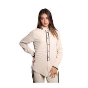 Ivoor en zwart overhemd met geplooid detail Jijil , White , Dames