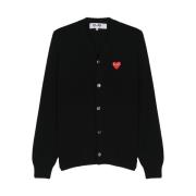 V-hals Cardigan Samenwerking in Zwart Comme des Garçons Play , Black ,...