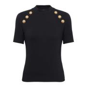 6-knopen jersey T-shirt Balmain , Black , Dames