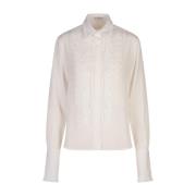 Witte Zijden Geborduurde Blouse Ermanno Scervino , White , Dames