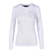 Katoen Elastaan T-shirt Love Moschino , White , Dames