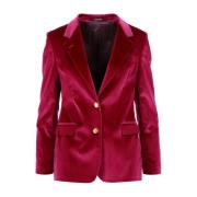 Fuchsia Fluwelen Dubbelrij Jas Tagliatore , Red , Dames