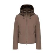 Beige Gewatteerde Jas met Gelamineerde Capuchon Suns , Brown , Dames