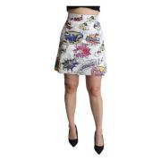 Cartoon Brokaat Mini Rok Dolce & Gabbana , Multicolor , Dames