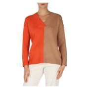 Trui met V-hals van Wol en Kasjmier Pennyblack , Orange , Dames