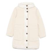 Lichtbeige Wollen Blend Hoodie Jas Woolrich , White , Dames