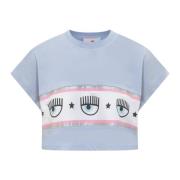 Korte mouwen katoenen T-shirt met logoprint Chiara Ferragni Collection...