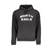 Zwarte katoenen hoodie voor mannen North Sails , Black , Heren