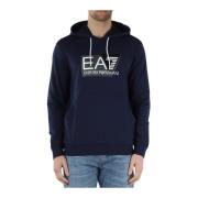 Blauwe Hoodie 100% Katoen Emporio Armani EA7 , Blue , Heren