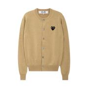 Logo Cardigan in Light Camel Comme des Garçons Play , Beige , Dames