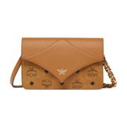 Diamond Schoudertas in Visetos Leder Mix MCM , Brown , Dames