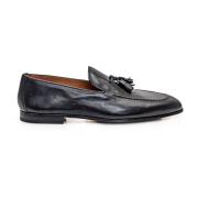 Zwarte Leren Tassel Moc Loafers Doucal's , Black , Heren