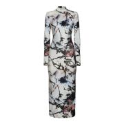 Marmerprint Maxi Jurk Zwart Roberto Cavalli , Multicolor , Dames