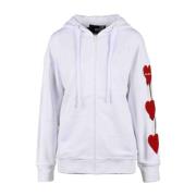 Comfortabele Witte Rits Sweater Love Moschino , White , Dames