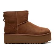 Kameel Suède Platformlaars met Overlocksteek UGG , Brown , Dames