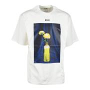 Katoenen T-shirt met unieke stijl Msgm , White , Heren