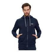 Katoenen Zip Sweater - Regular Fit Emporio Armani EA7 , Blue , Heren