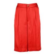 Linnen Katoen Bermuda Shorts Semicouture , Red , Dames