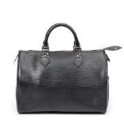 Pre-owned Leather handbags Louis Vuitton Vintage , Black , Dames