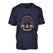 Militaire Stijl Katoenen T-shirt Aeronautica Militare , Blue , Heren