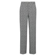 Wijde Jacquard Broek Comma , Gray , Dames