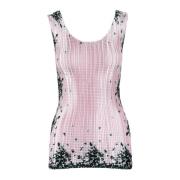 Polyester Top met Unieke Stijl Msgm , Pink , Dames