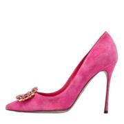 Pre-owned Suede heels Manolo Blahnik Pre-owned , Pink , Dames