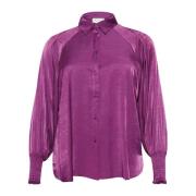 Elegante Pofmouw Blouse Gloxinia Kaffe Curve , Purple , Dames