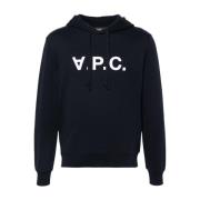 Midnight Blue Flocked Logo Sweater A.p.c. , Blue , Dames