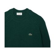 Groene Wollen Crewneck Sweater Aw24 Lacoste , Green , Heren