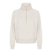 French Oak Melange Sweatshirt met Rits Part Two , Beige , Dames