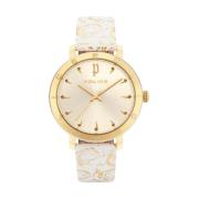 Wit Lederen Quartz Analoog Horloge Police , White , Dames