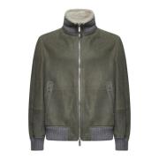 Groene Shearling Bomberjack Brunello Cucinelli , Green , Heren