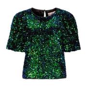 Sprankelende Paillet Top Freebird , Green , Dames